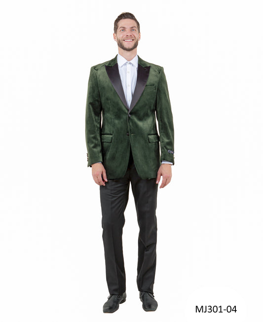 Olive Velvet Modern Fit Satin Peak Lapel Tazzio Men's Jacket