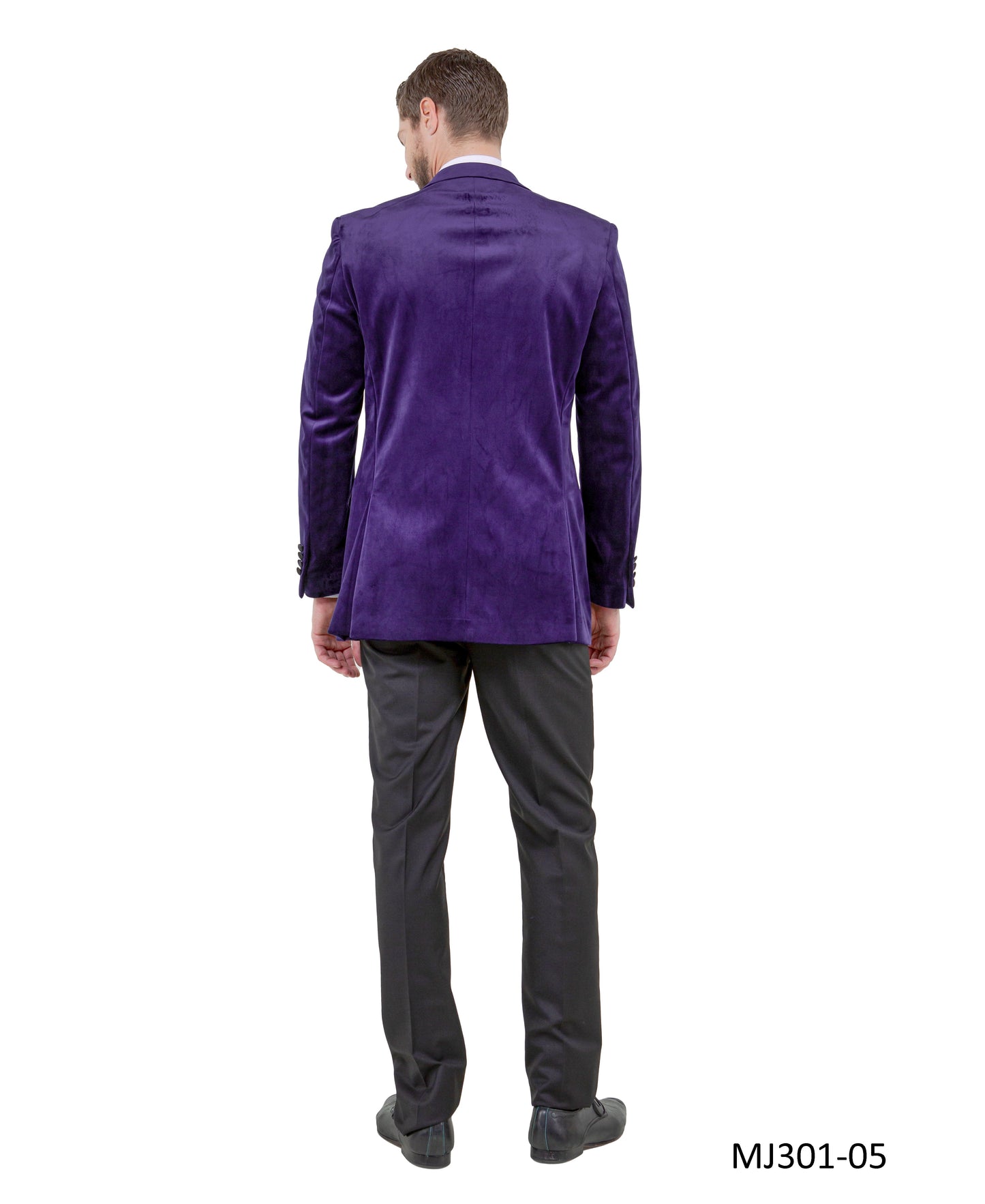 Purple Velvet Modern Fit Satin Peak Lapel Tazzio Men's Jacket