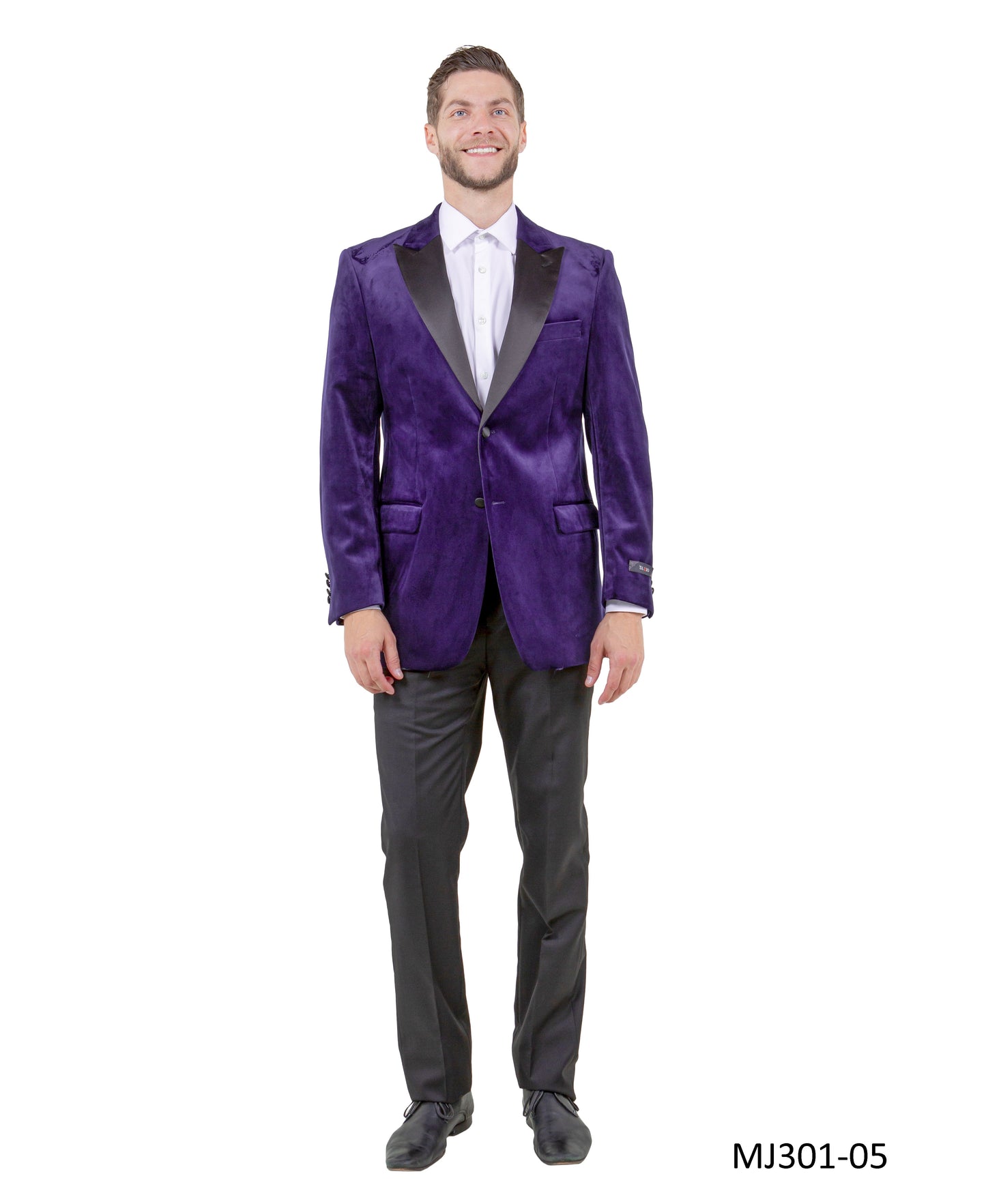 Purple Velvet Modern Fit Satin Peak Lapel Tazzio Men's Jacket