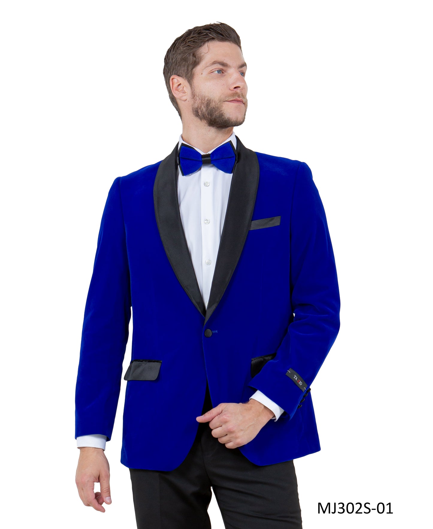 Royal Velvet Satin Shawl Lapel Slim Fit Tazzio Men's Jacket  With Matching Bowtie