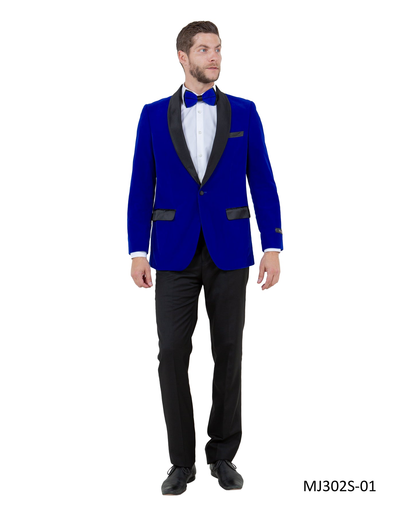 Royal Velvet Satin Shawl Lapel Slim Fit Tazzio Men's Jacket  With Matching Bowtie