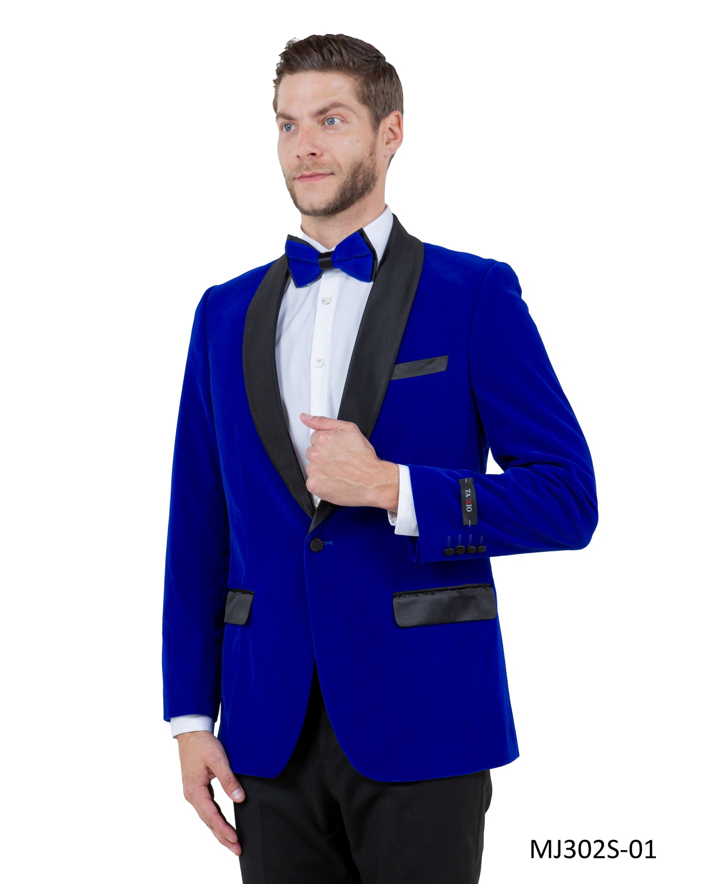 Royal Velvet Satin Shawl Lapel Slim Fit Tazzio Men's Jacket  With Matching Bowtie