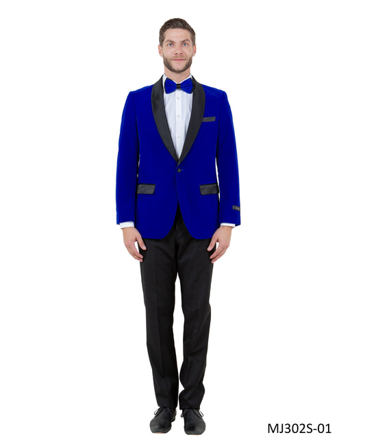 Royal Velvet Satin Shawl Lapel Slim Fit Tazzio Men's Jacket  With Matching Bowtie