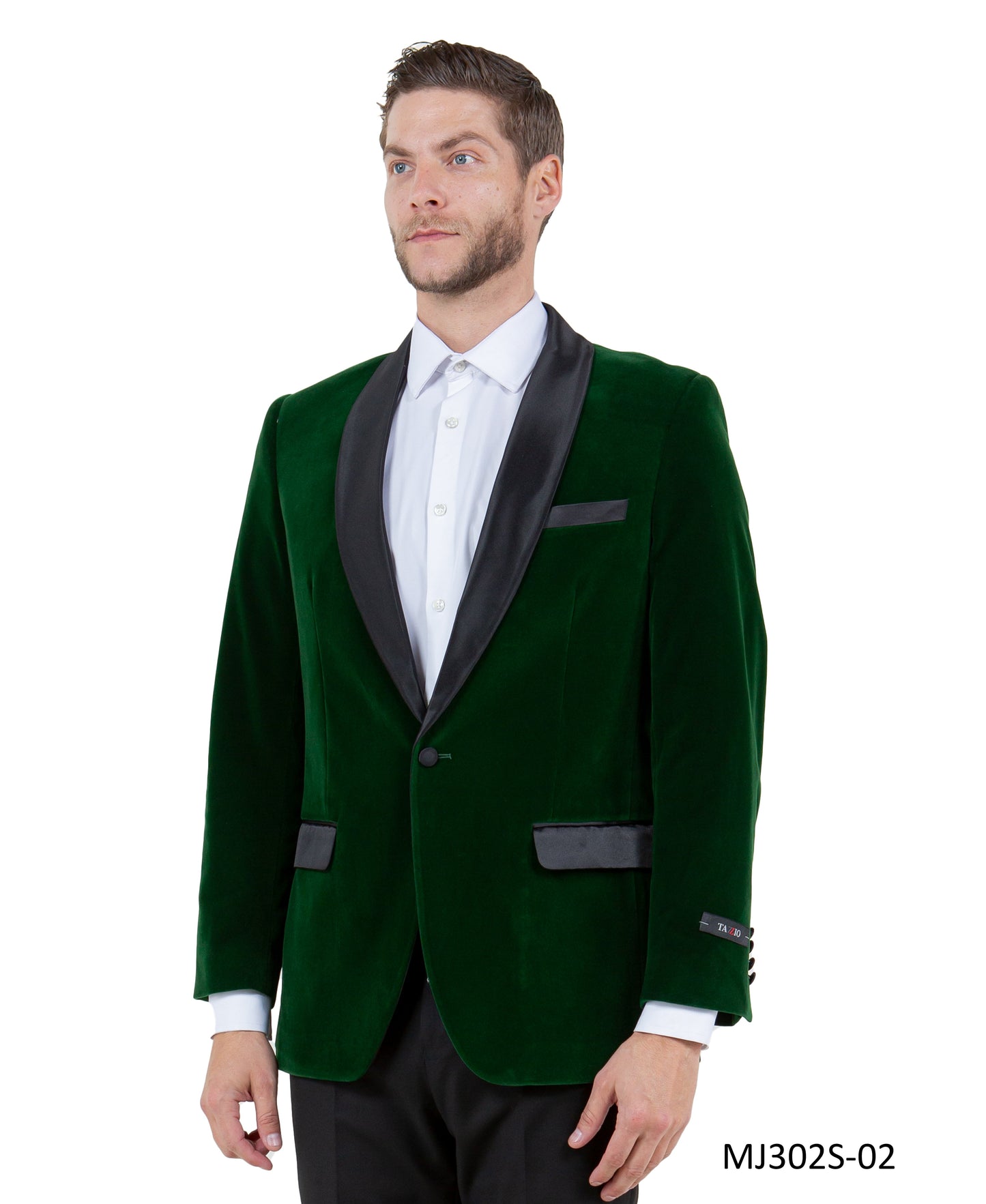 Green Velvet Satin Shawl Lapel Slim Fit Tazzio Men's Jacket  With Matching Bowtie