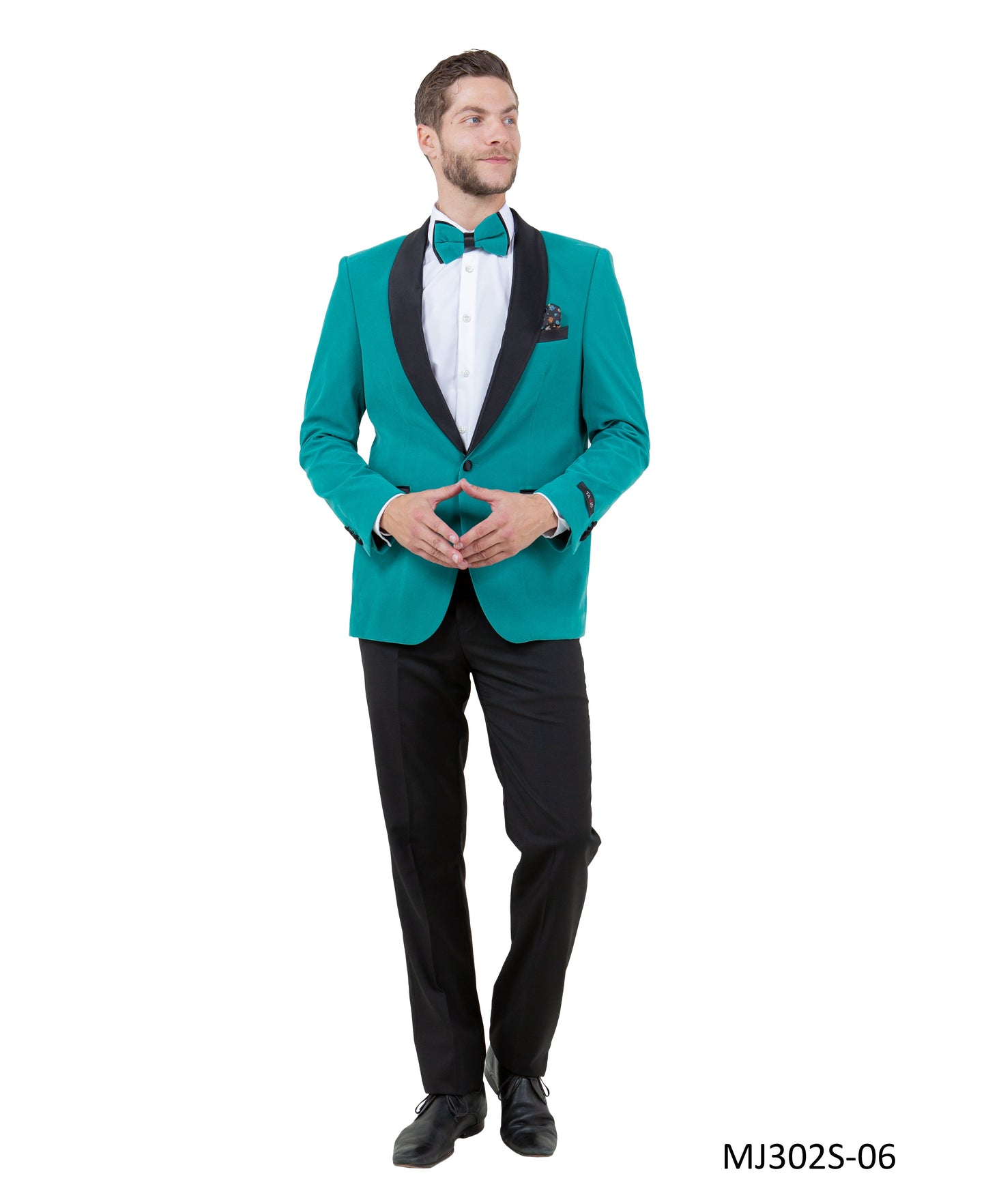 Teal Velvet Satin Shawl Lapel Slim Fit Tazzio Men's Jacket  With Matching Bowtie