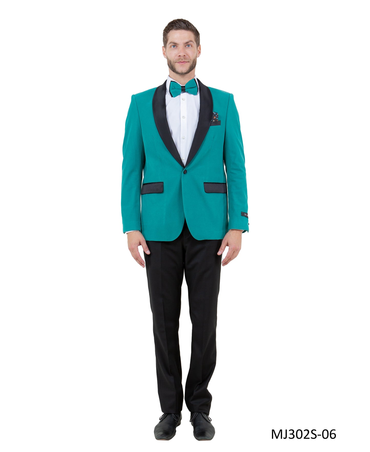 Teal Velvet Satin Shawl Lapel Slim Fit Tazzio Men's Jacket  With Matching Bowtie