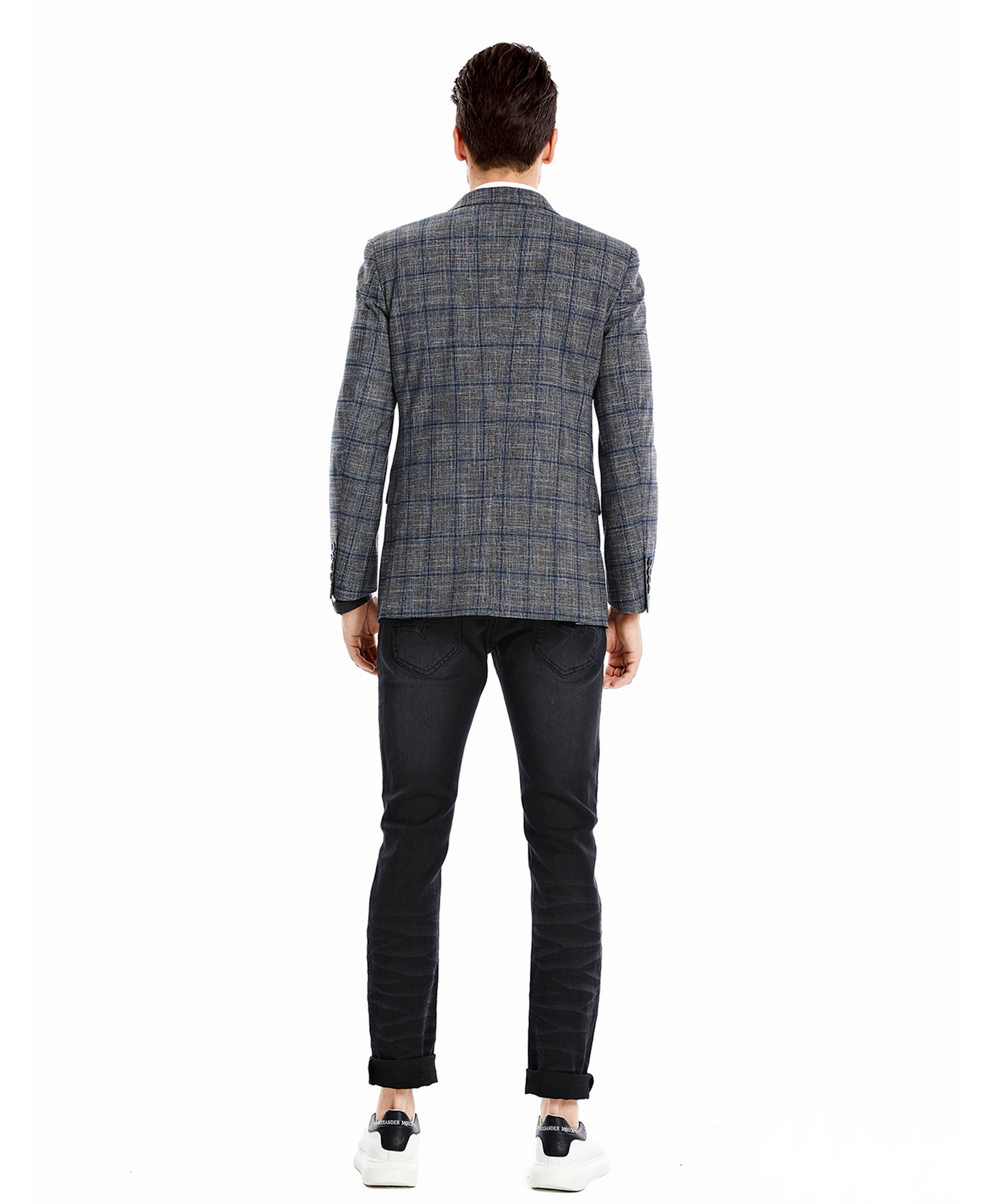 Charcoal Plaid Notch Lapel Slim Fit Tazzio Men's Jacket