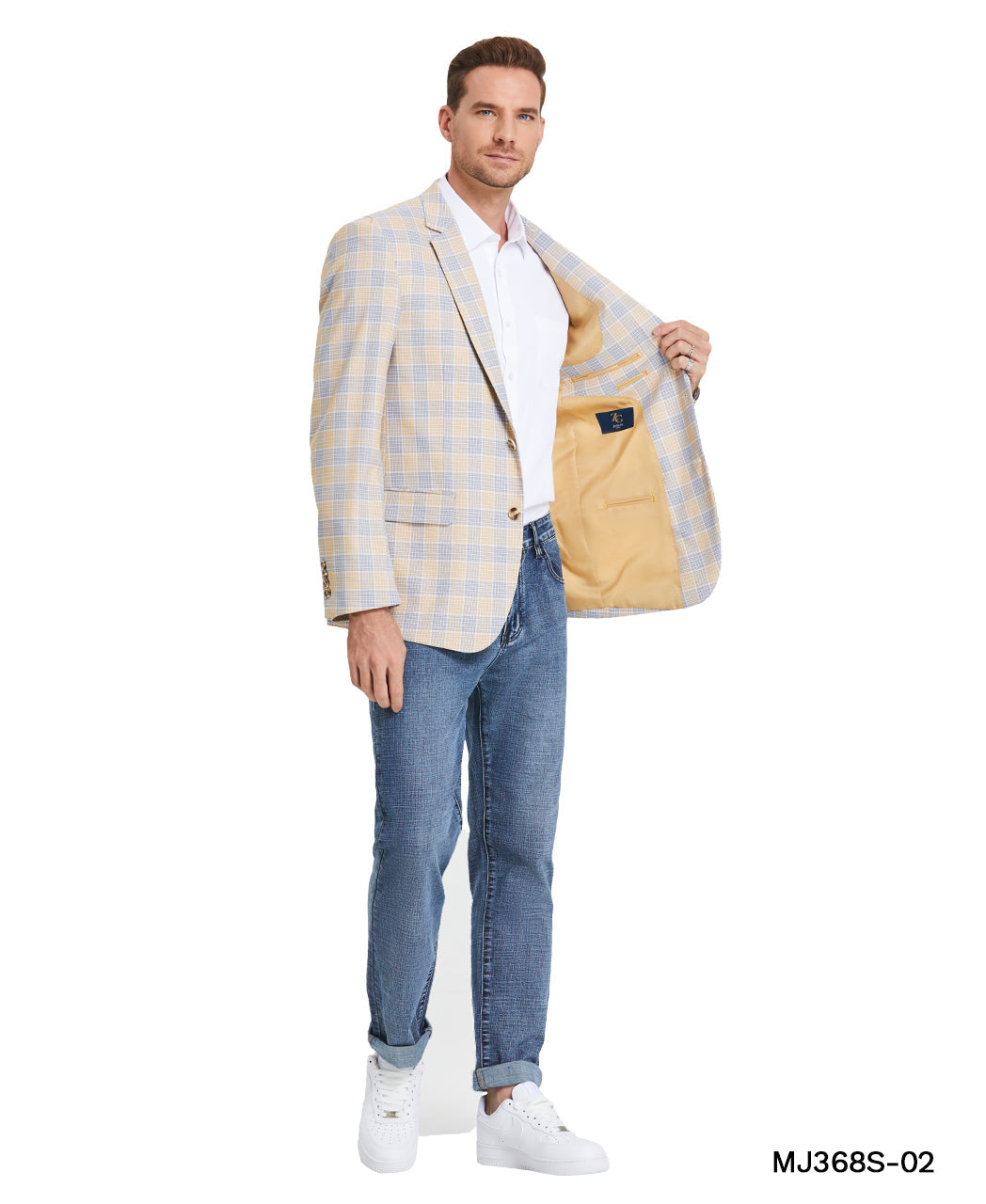 Tan Plaid Notch Lapel Modern Fit Zegarie Men's Jacket