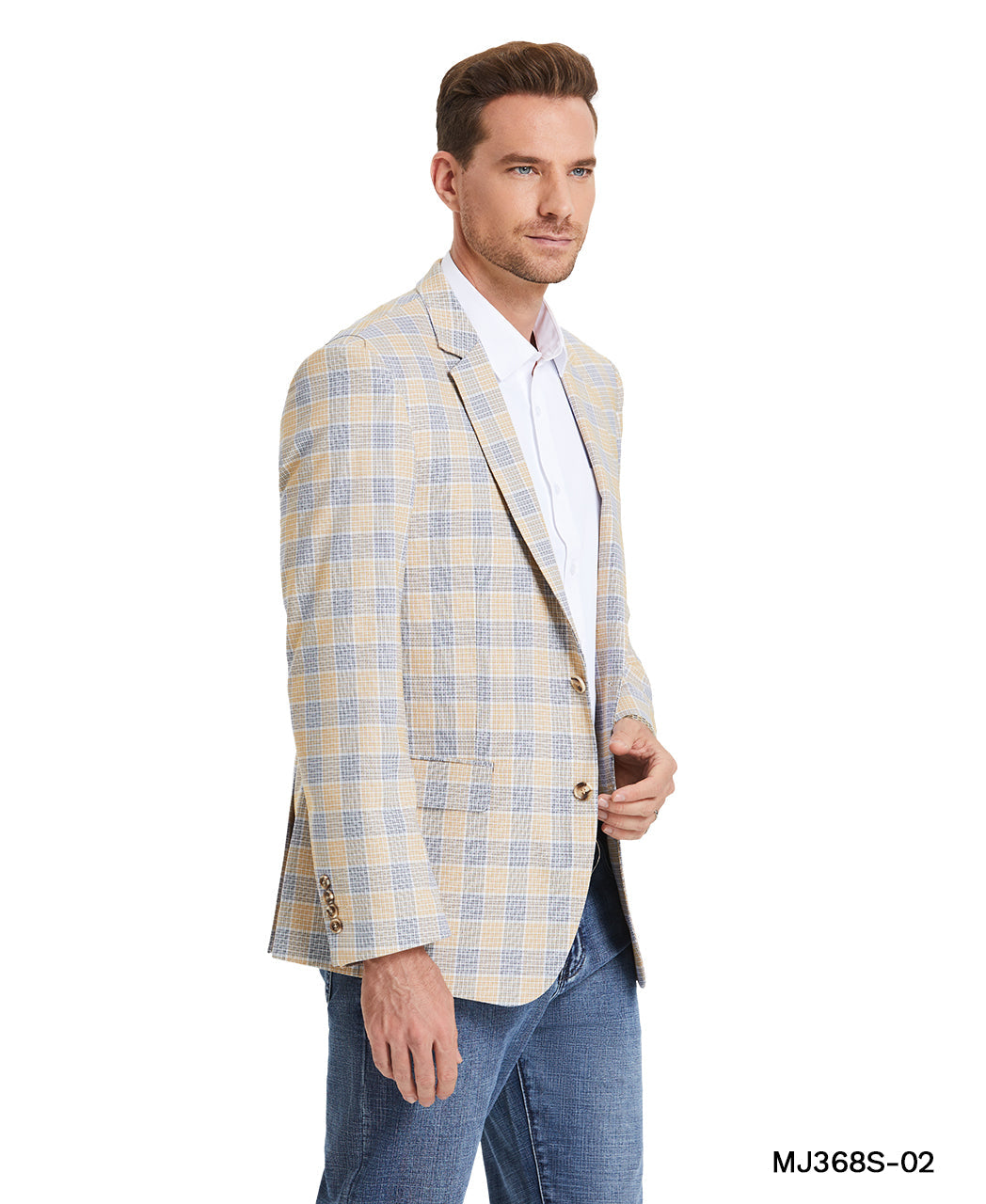 Tan Plaid Notch Lapel Modern Fit Zegarie Men's Jacket