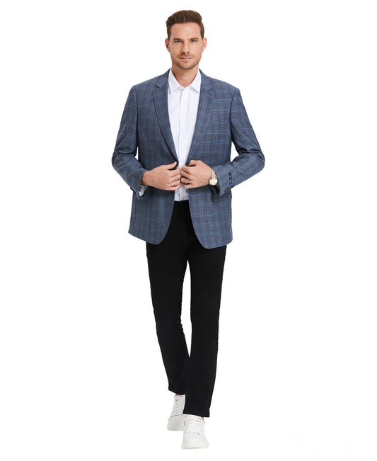 Navy Plaid Notch Lapel Modern Fit Zegarie Men's Jacket