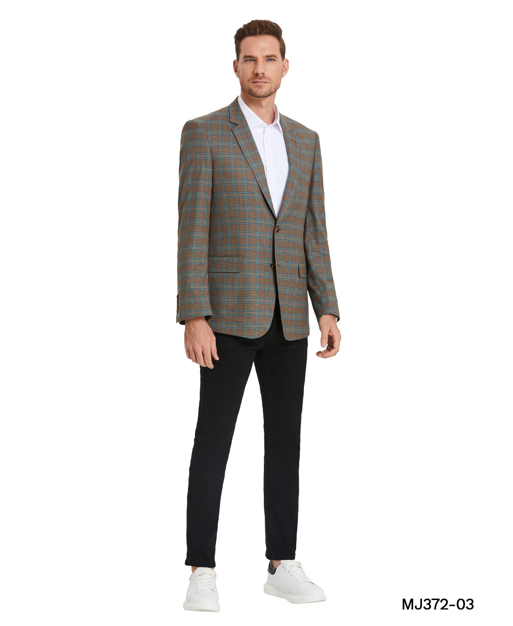 Green Plaid Notch Lapel Modern Fit Zegarie Men's Jacket