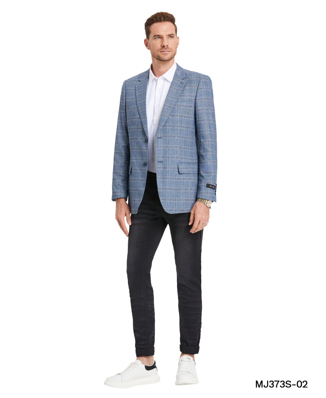 Blue Plaid Notch Lapel Slim Fit Tazzio Men's Jacket