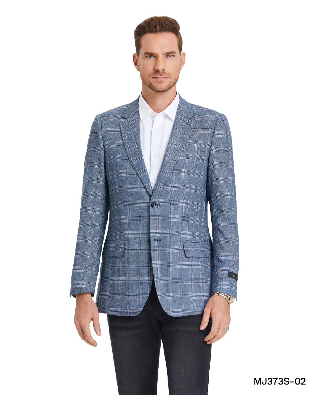 Blue Plaid Notch Lapel Slim Fit Tazzio Men's Jacket