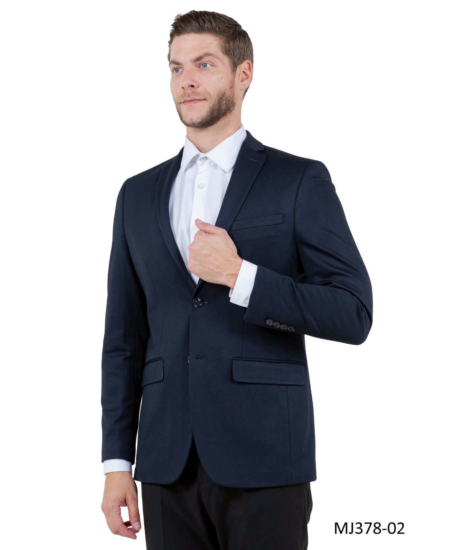 Navy Notch Lapel Slim Fit Zegarie Knit Men's Jacket