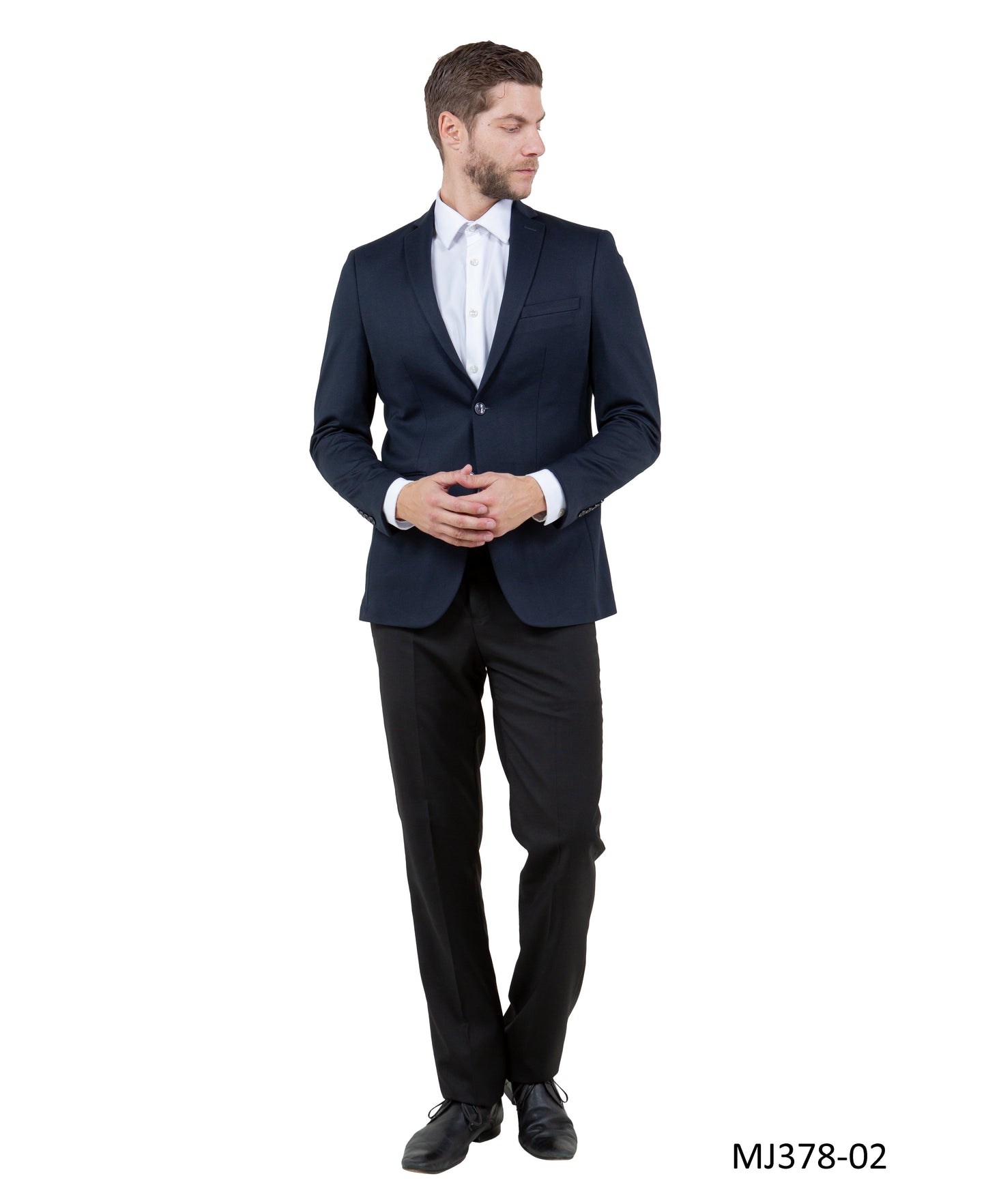 Navy Notch Lapel Slim Fit Zegarie Knit Men's Jacket