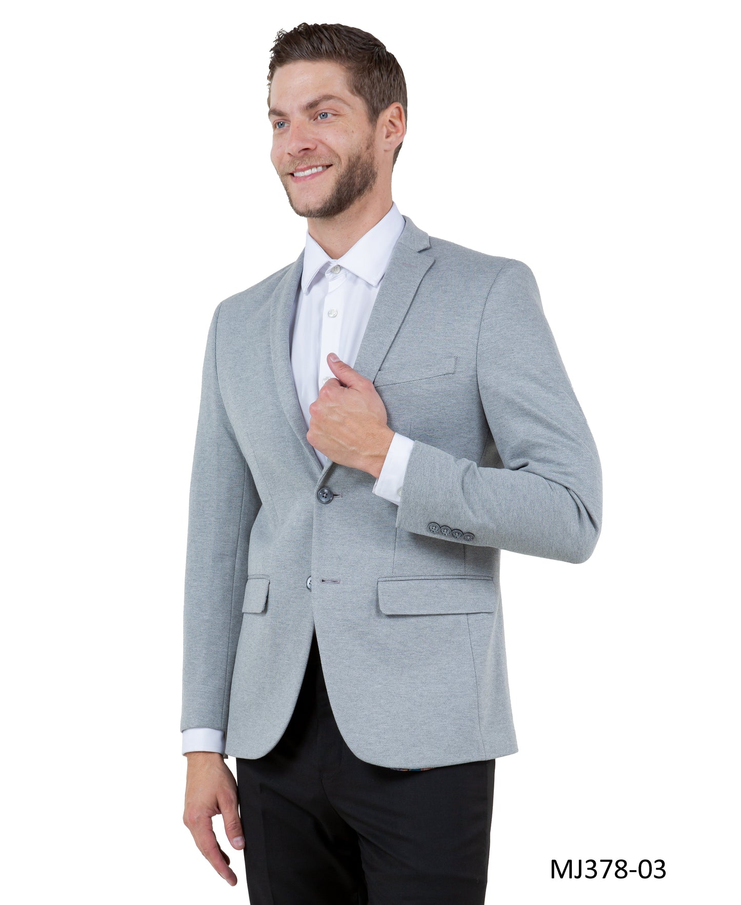 Grey Notch Lapel Slim Fit Zegarie Knit Men's Jacket