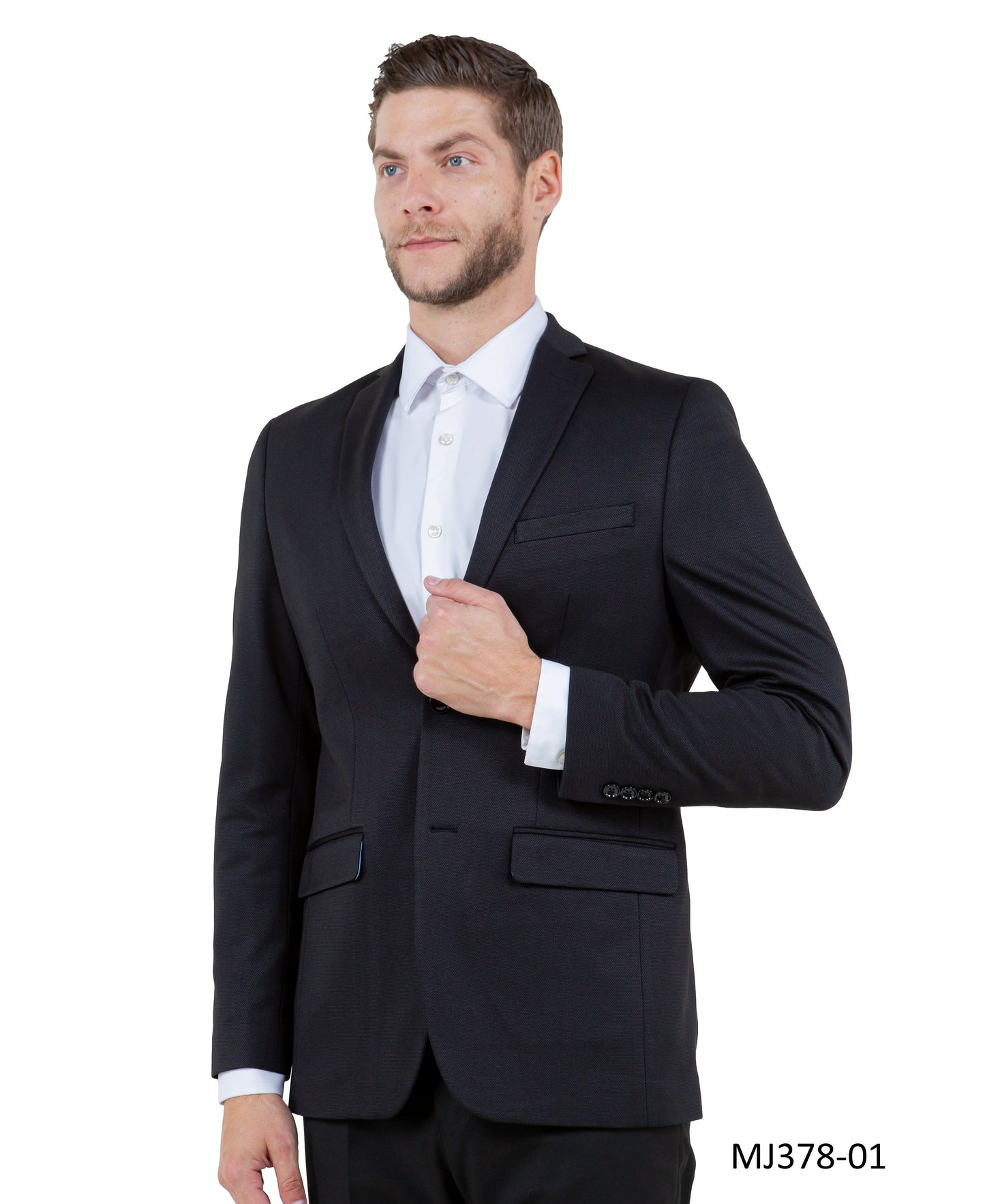 Black Notch Lapel Slim Fit Zegarie Knit Men's Jacket