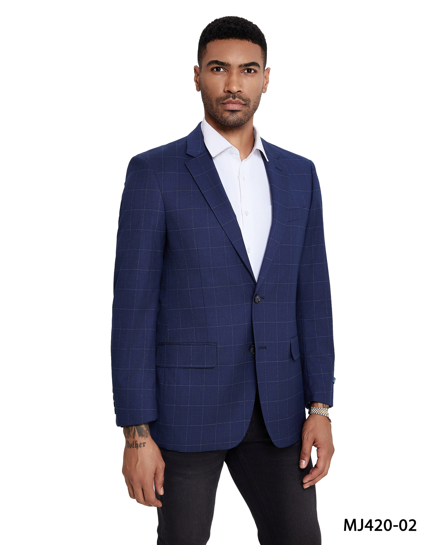 Navy Windowpane Notch Lapel Tailored Fit Zegarie Men's Jacket