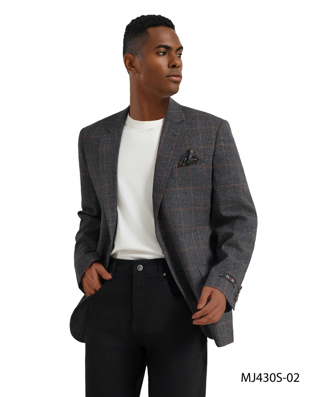 Grey Textured Windowpane Notch Lapel Slim Fit Tazzio Men's Jacket