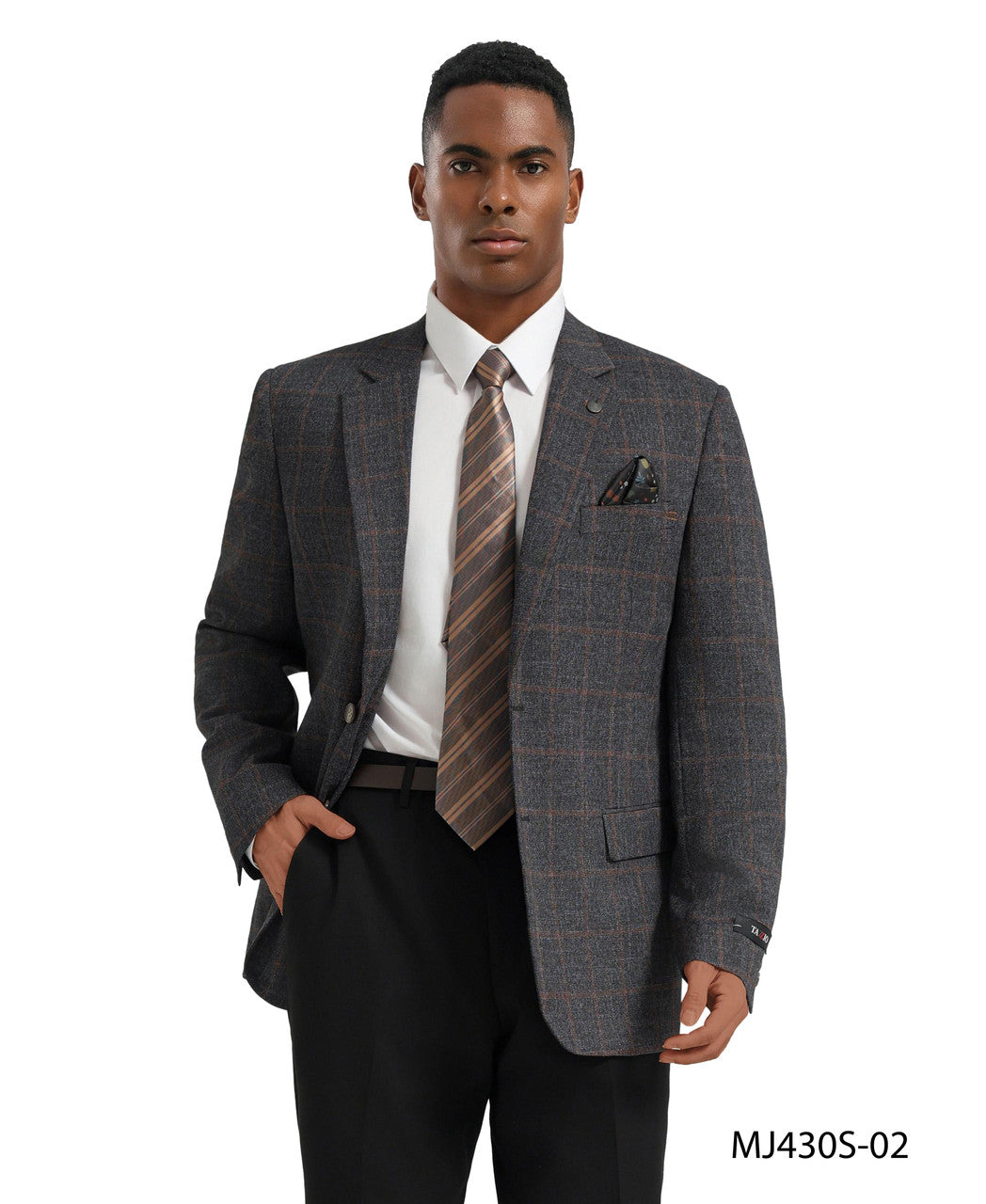 Grey Textured Windowpane Notch Lapel Slim Fit Tazzio Men's Jacket