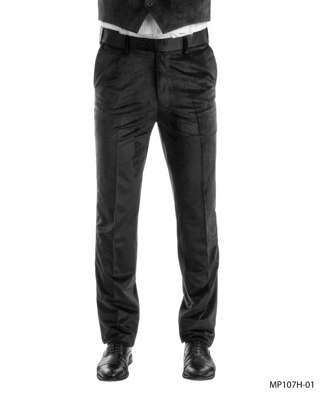 Black Velvet Slim Fit Bryan Michaels Open Bottom Men's Tuxedo Pants With Satin Stripe