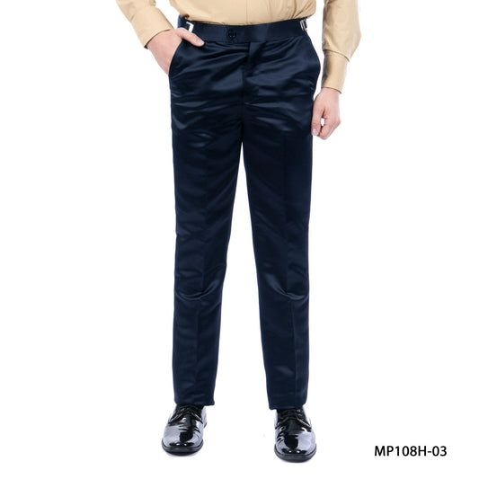 Navy Satin Slim Fit Bryan Michaels Open Bottom Men's Tuxedo Pants