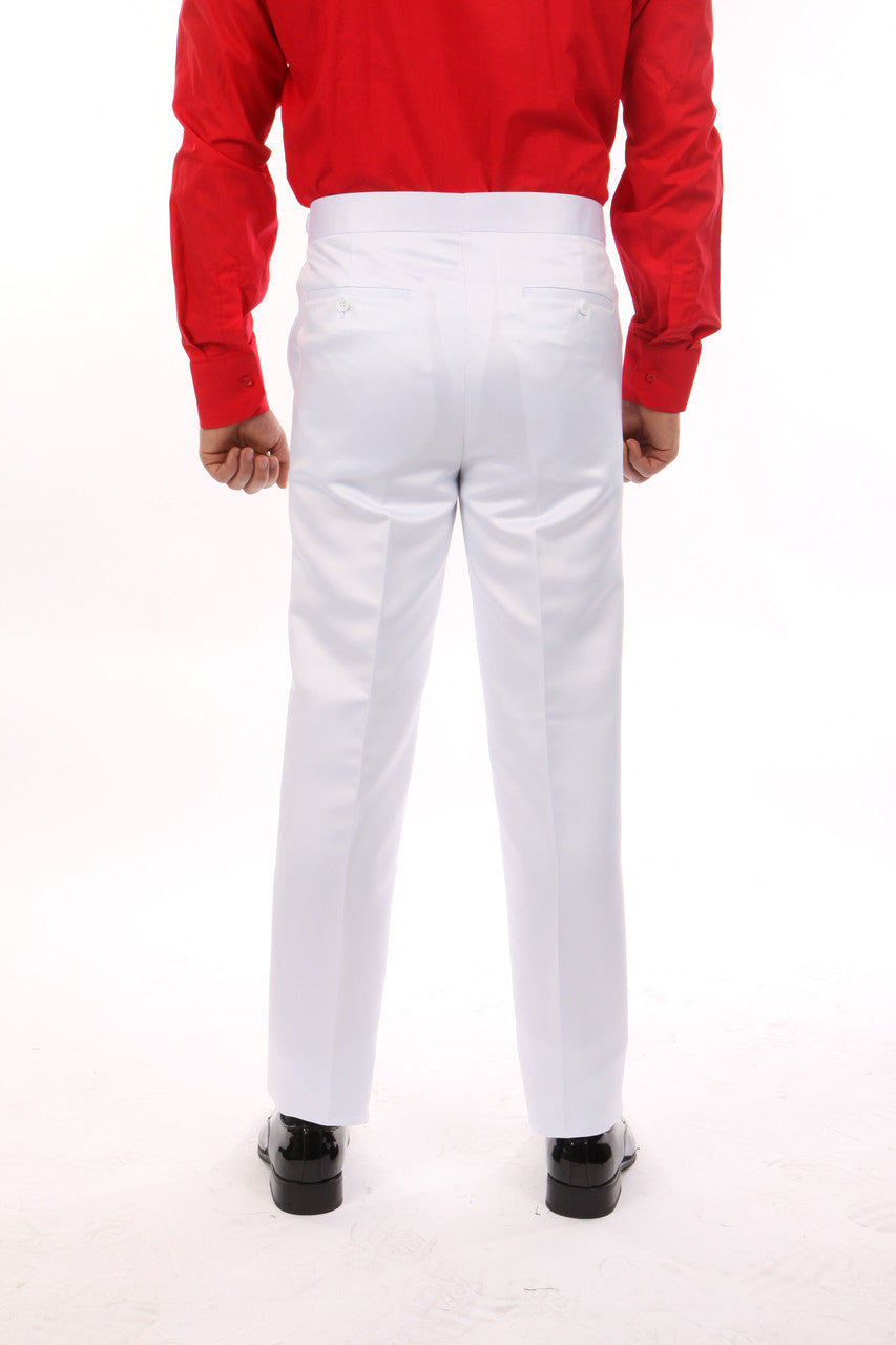 White Satin Slim Fit Bryan Michaels Open Bottom Men's Tuxedo Pants