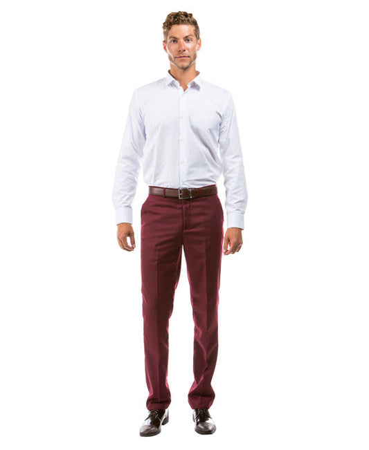 Solid Burgundy Slim Fit Open Bottom Azzuro Men's Pants