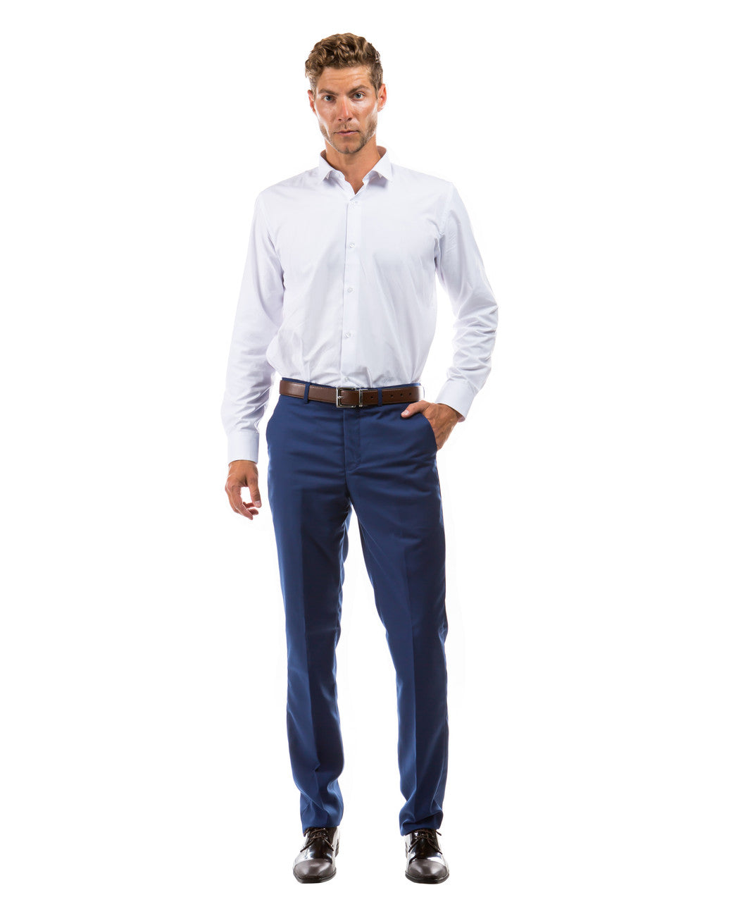 Solid Blue Slim Fit Open Bottom Azzuro Men's Pants