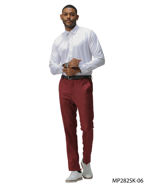 Premium Burgundy Skinny Fit Open Bottom Sean Alexander Men's Pants