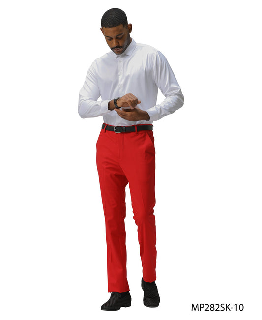 Premium Red Skinny Fit Open Bottom Sean Alexander Men's Pants