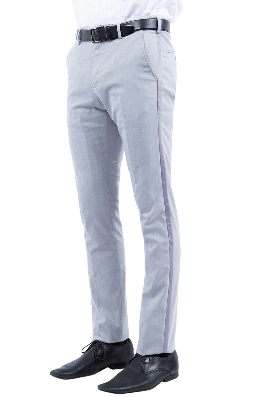 Premium Light Grey Satin Lined Open Bottom Zegarie Separate Men's Tuxedo Pants