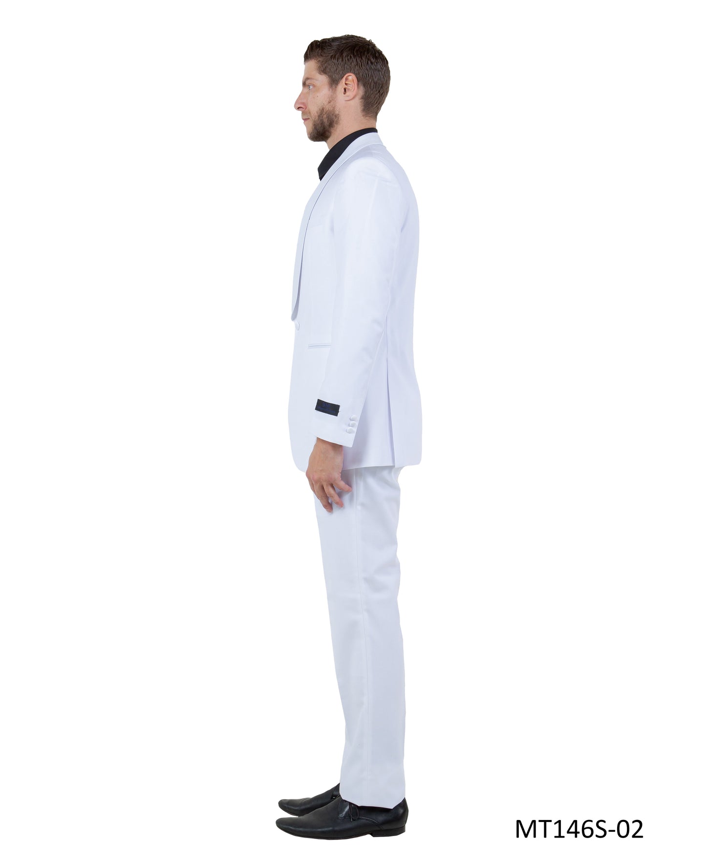 White on White Satin Shawl Lapel Slim Fit  2 Piece Bryan Michaels Men's Tuxedo