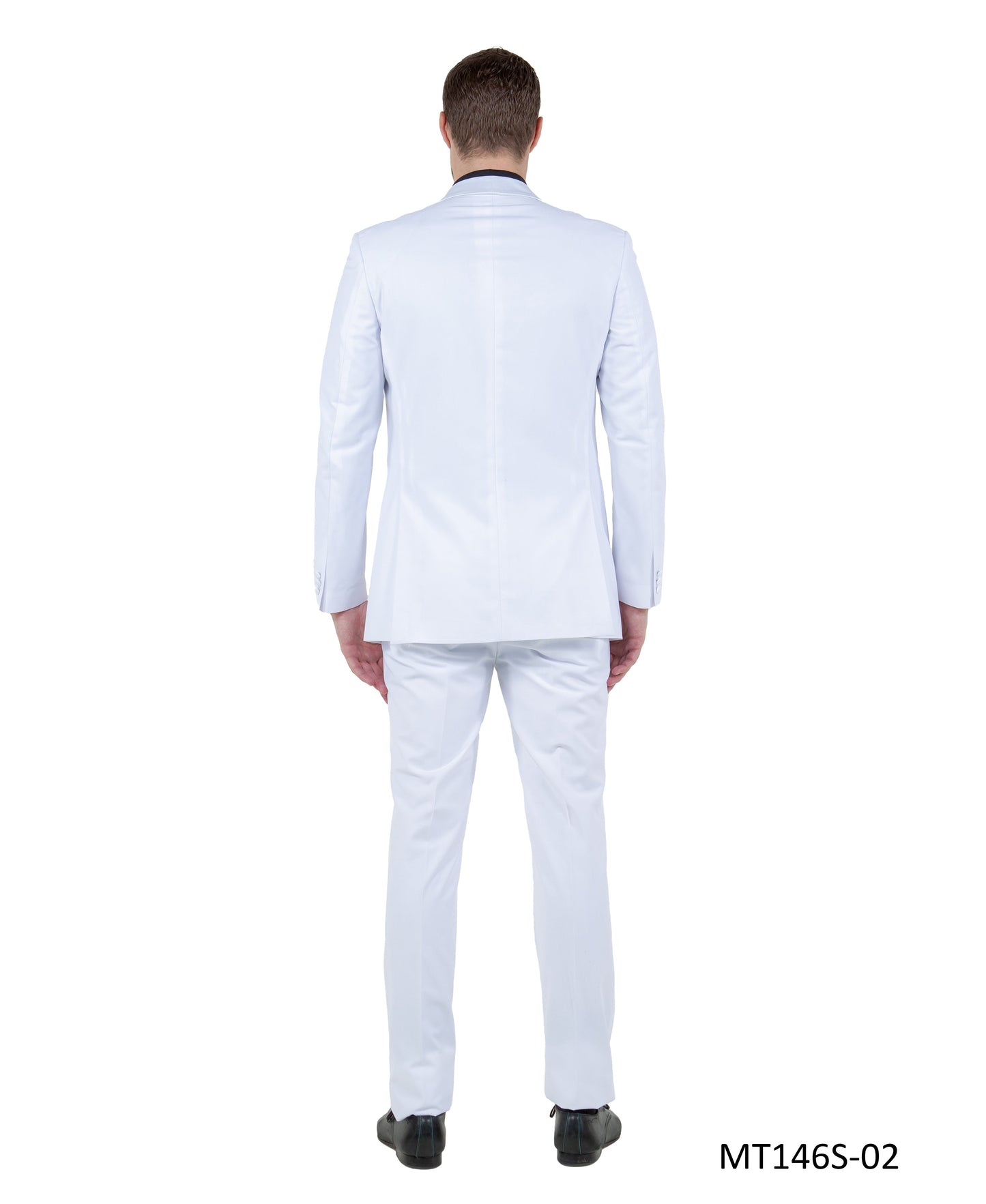 White on White Satin Shawl Lapel Slim Fit  2 Piece Bryan Michaels Men's Tuxedo