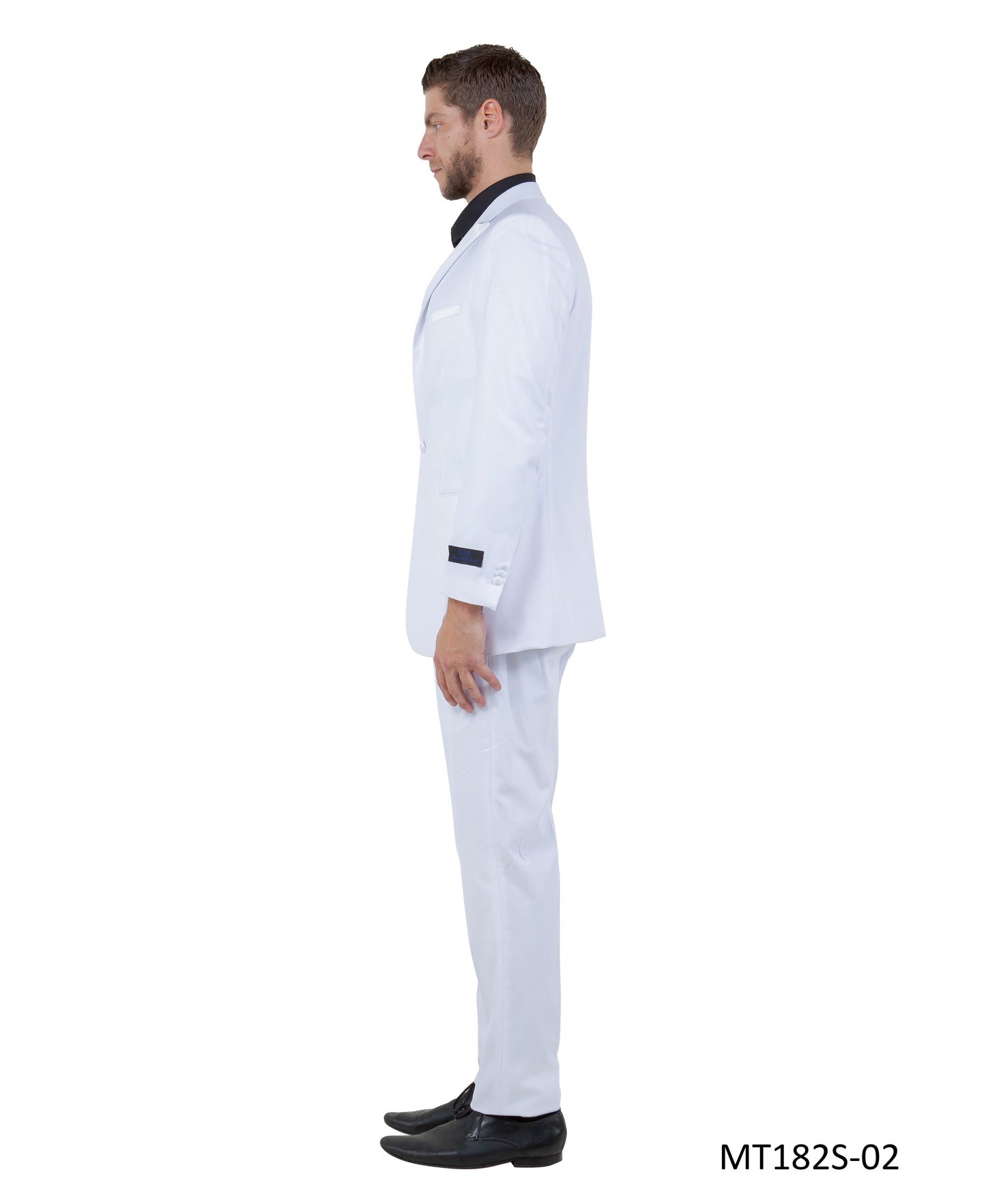 White on White Satin Peak Lapel Slim Fit  2 Piece Bryan Michaels Men's Tuxedo