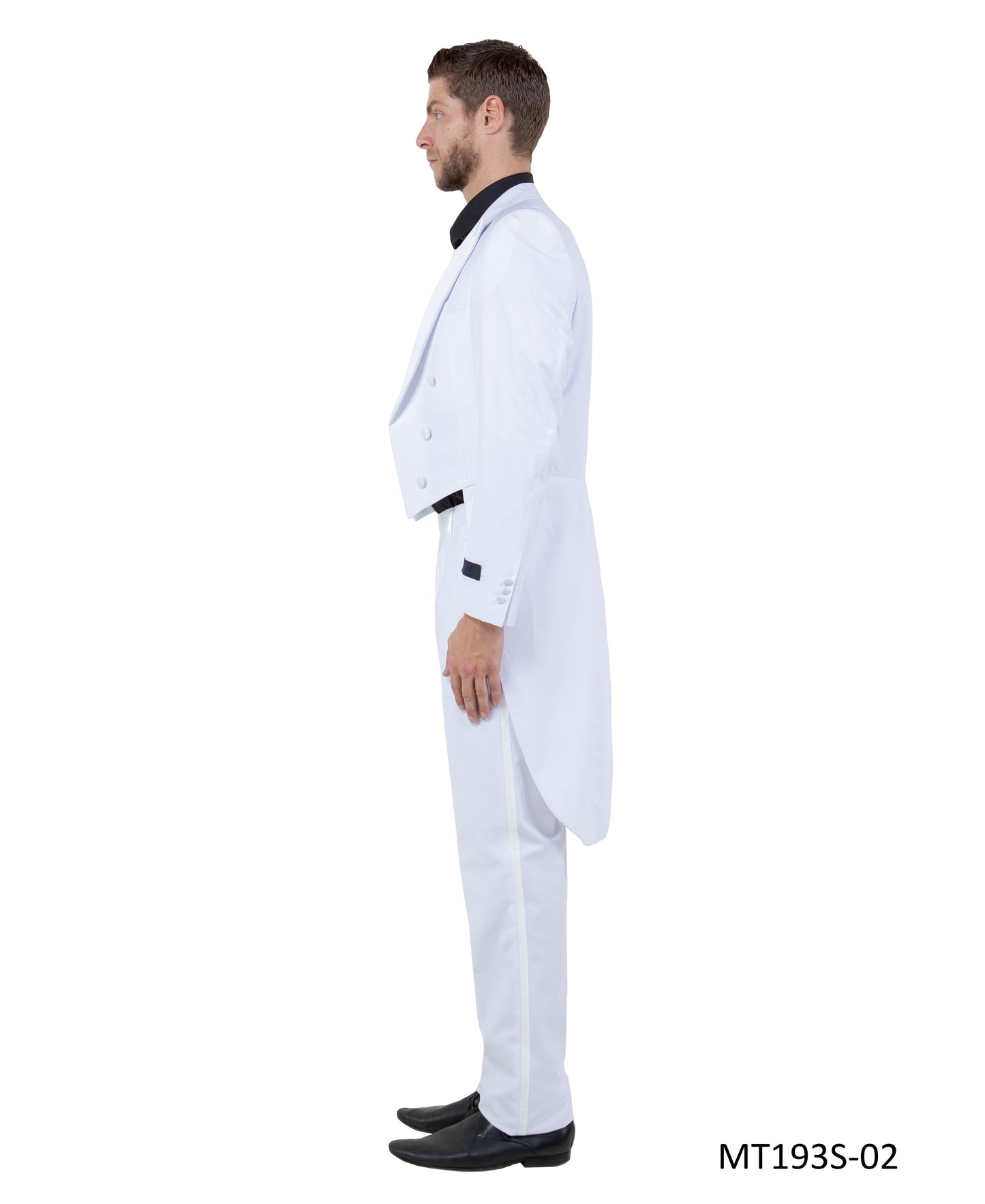 White on White Satin Peak Lapel Modern Fit 2 Piece Bryan Michaels Men's Tail Tuxedo