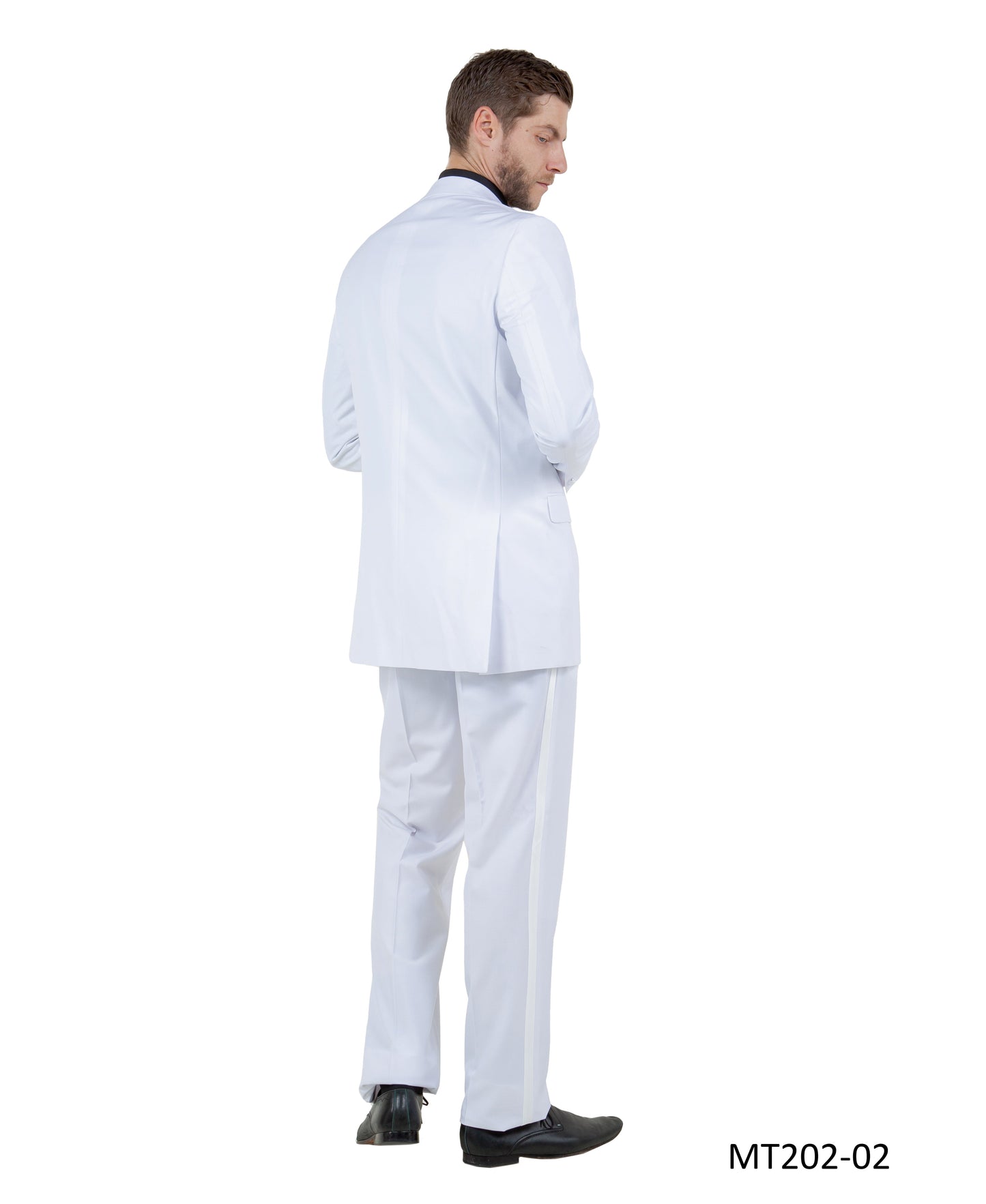 White on White Satin Notch Lapel Slim Fit 2 Piece Bryan Michaels Men's Tuxedo