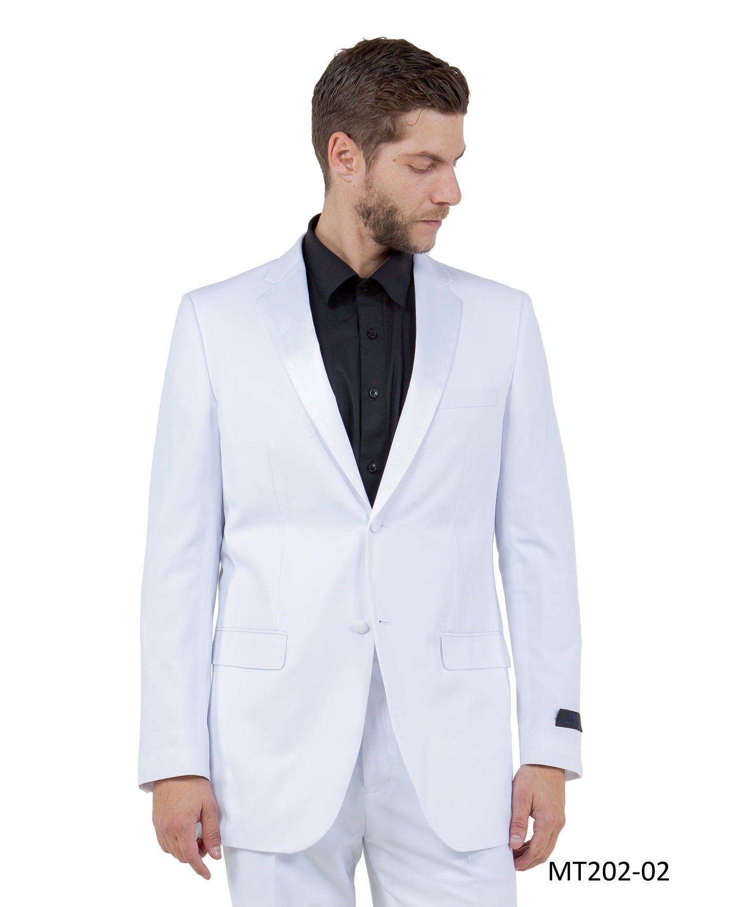 White on White Satin Notch Lapel Slim Fit 2 Piece Bryan Michaels Men's Tuxedo