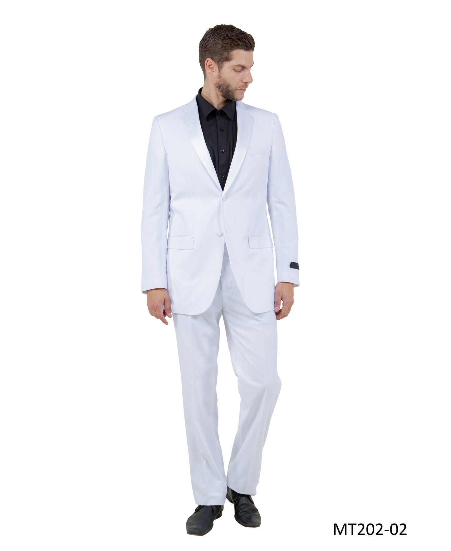 White on White Satin Notch Lapel Slim Fit 2 Piece Bryan Michaels Men's Tuxedo