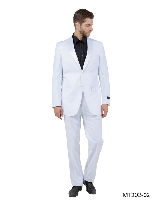 White on White Satin Notch Lapel  Modern Fit  2 Piece Bryan Michaels Men's Tuxedo