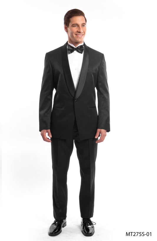 Black on Black Shawl Lapel Birdseye Slim Fit 2 Piece Bryan Michaels Men's Tuxedo