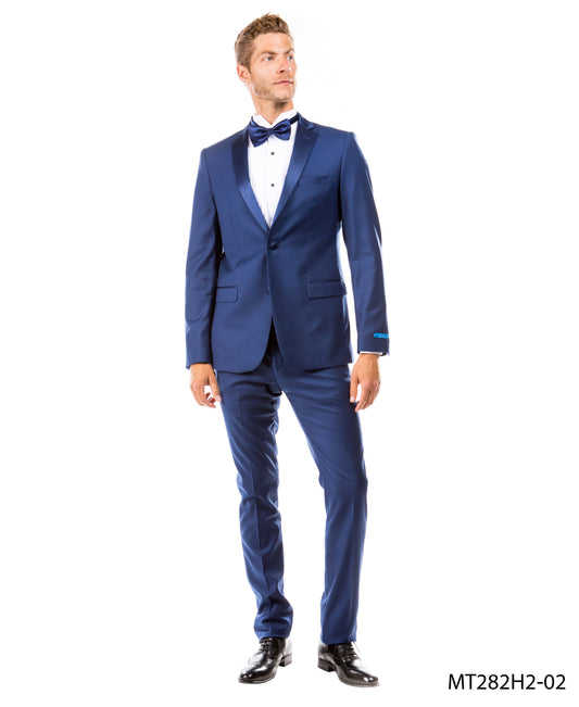 Indigo on Indigo Satin Notch Lapel Hybrid Fit  2 Piece Sean Alexander Men's Tuxedo