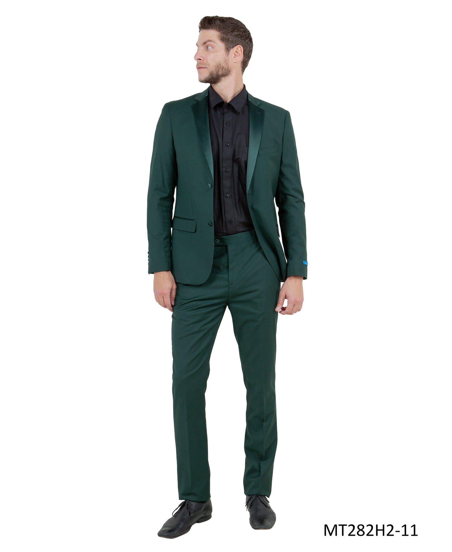 Green on Green Satin Notch Lapel Hybrid Fit  2 Piece Sean Alexander Men's Tuxedo