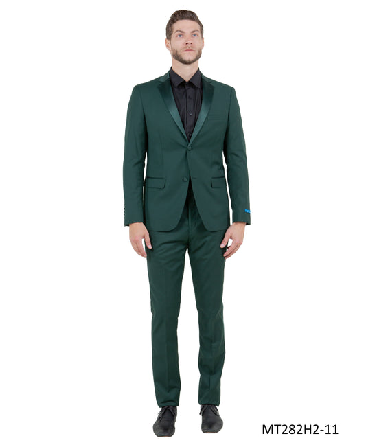 Green on Green Satin Notch Lapel Hybrid Fit  2 Piece Sean Alexander Men's Tuxedo