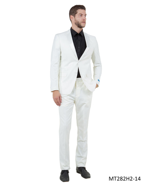 Ivory on Ivory Satin Notch Lapel Hybrid Fit  2 Piece Sean Alexander Men's Tuxedo