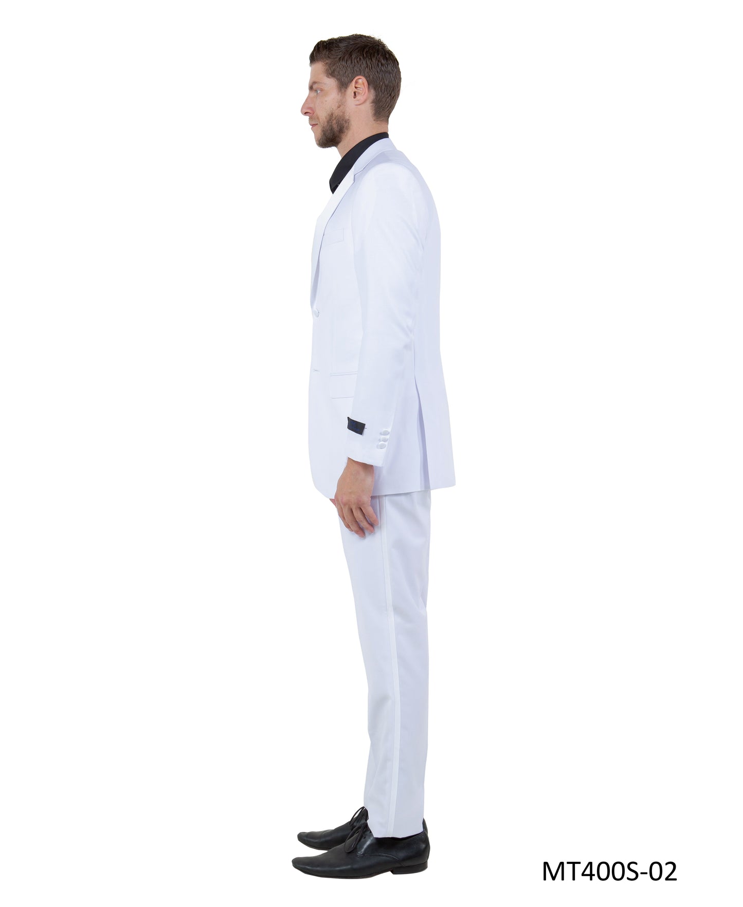 White on White Satin Peak Lapel  Modern Fit  3 Piece Bryan Michaels Men's Tuxedo