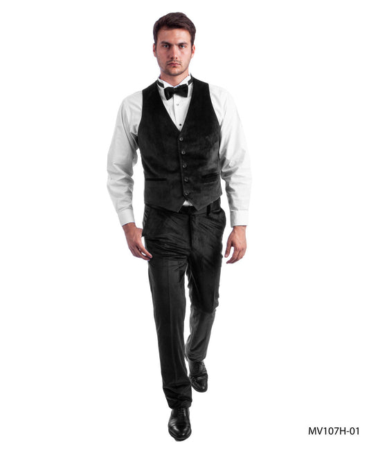 Black Velvet Vest Pants Bowtie Bryan Michaels Set