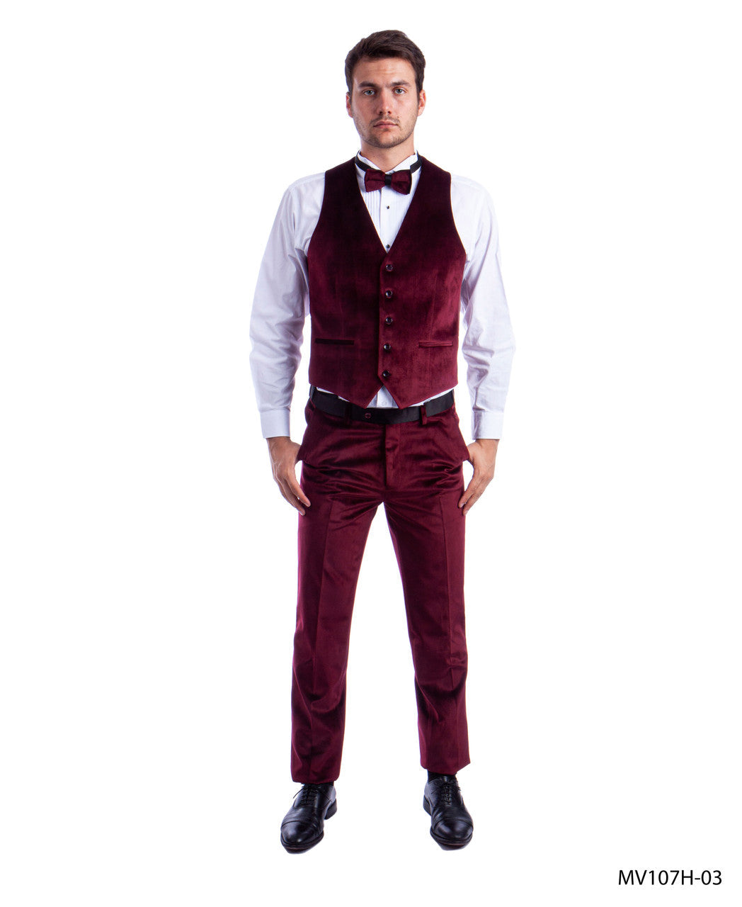 Burgundy Velvet Vest Pants Bowtie Bryan Michaels Set