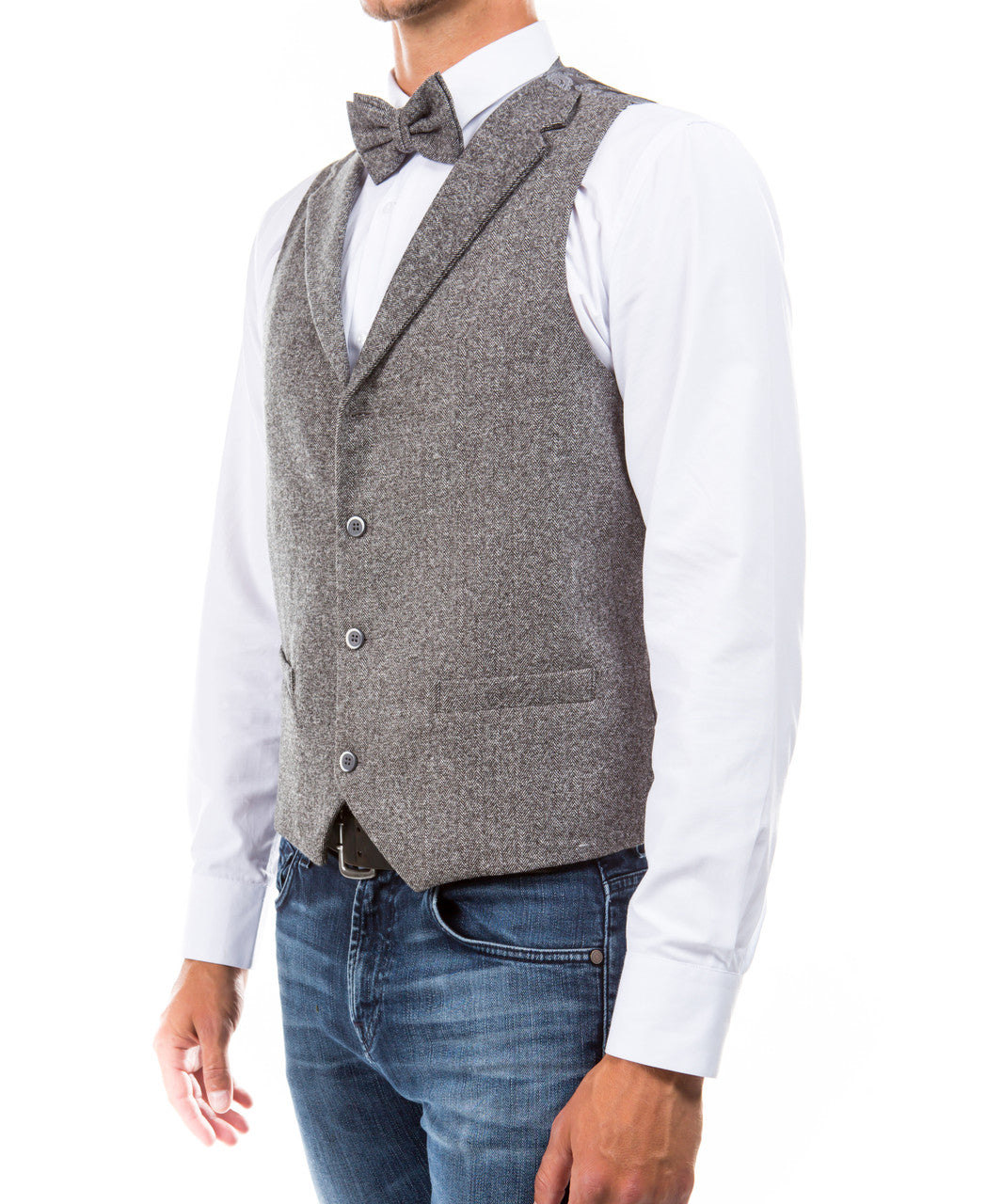 Grey Tweed Vest Bowtie Sean Alexander Set