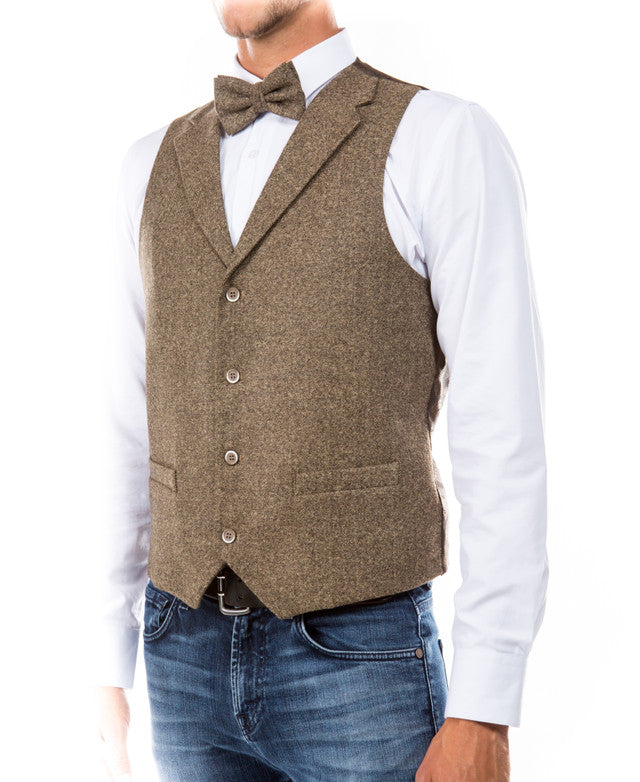 Tan Tweed Vest Bowtie Sean Alexander Set